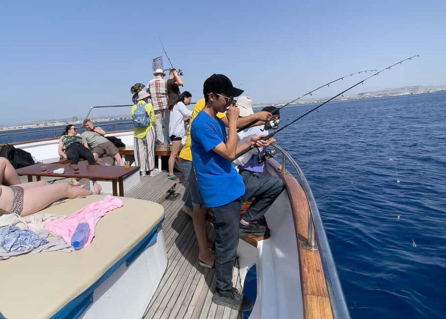 Larnaca: Glass-Bottom Boat Cruise with Fishing and BBQ Lunch - The Zenobia shipwreck and glass-bottom views