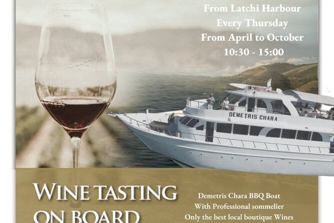 Wine tasting on-board the Demetris Chara BBQboat BlueLagoon tours - Passing Latchi Beach on the way out